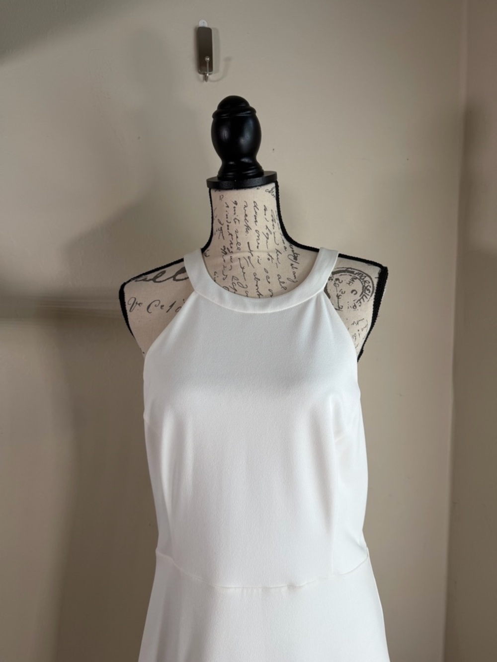 Guess White Halter Mini Dress with Textured Ruffle Hem - Picture 3 of 11